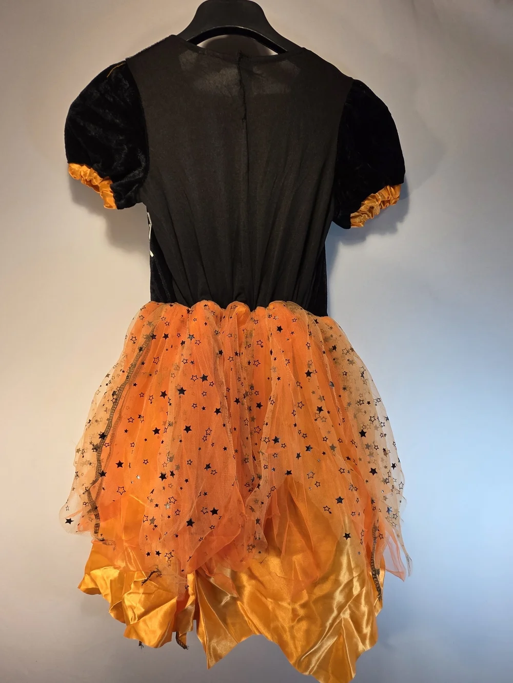 NEW Poshetion Witch Costume Cosplay LightUp Orange Dress Girls L 10/12 Broom Hat